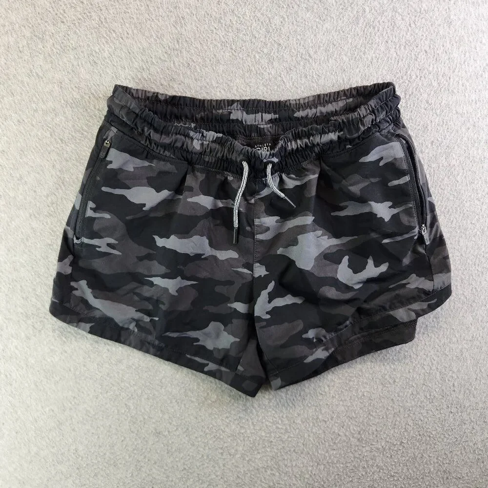 Athleta Girl Shorts Girls XXL Gray Camo All Play 3 Short Zip Pockets Athleisure - Picture 1 of 15